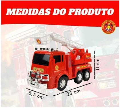 Imagem de Brinquedo Infantil Carrinho Caminhão De Bombeiros Com Som Sirene Luzes Movimentos Bate e Volta