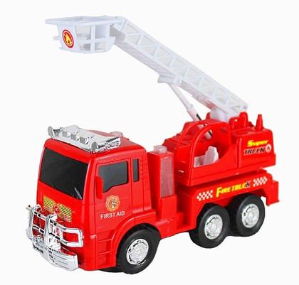 Imagem de Brinquedo Infantil Carrinho Caminhão De Bombeiros Com Som Sirene Luzes Movimentos Bate e Volta