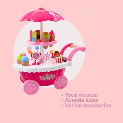 Imagem de Brinquedo Infantil Carrinho De Sorvete Picolé Luz e Música 41 peças