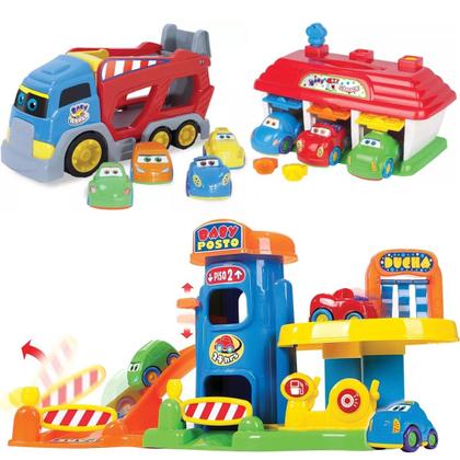 Imagem de Brinquedo Infantil Carrinhos Bebê Com Posto Garagem Caminhão