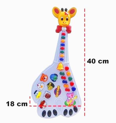 Imagem de Brinquedo Infantil Com Luz e Sons Guitarra Piano Musical Girafa 26 Teclas