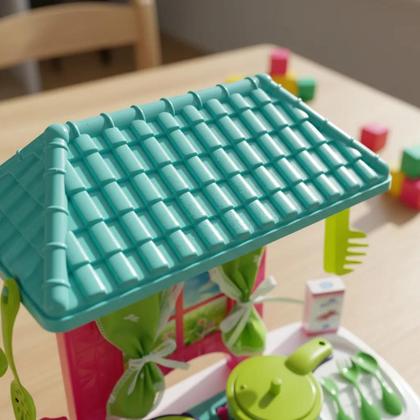 Imagem de Brinquedo Infantil Cozinha Pia Geladeira Fogão Panelinhas com Telhado