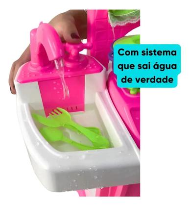 Imagem de Brinquedo Infantil Cozinha Pia Geladeira Fogão Panelinhas com Telhado