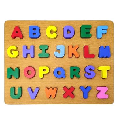Imagem de Brinquedo Infantil de Encaixe Alfabeto Colorido de Madeira