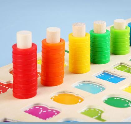 Imagem de Brinquedo Infantil de Encaixe Montessori de Madeira Modelo A - Pedagógico e Educativo com letras e números