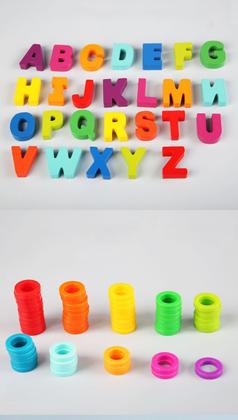 Imagem de Brinquedo Infantil de Encaixe Montessori de Madeira Modelo A - Pedagógico e Educativo com letras e números