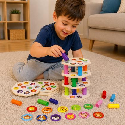 Imagem de Brinquedo Infantil Educativo Jogo Torre Divertida Animais