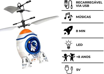 Imagem de Brinquedo Infantil Foguete Voador Com Sensor De Mão Luz Led