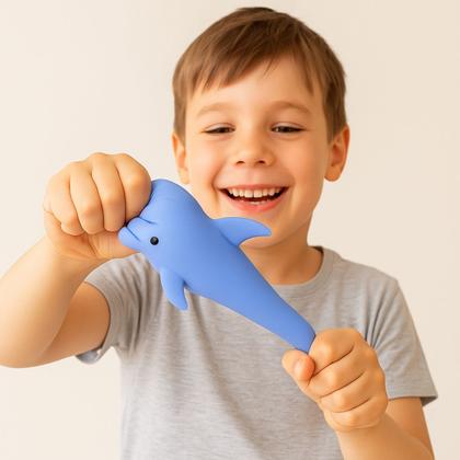 Imagem de Brinquedo Infantil Golfinho de Borracha 18cm Sensorial e Antiestresse