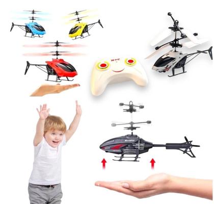 Imagem de Brinquedo Infantil Helicóptero Voador Recarregável Com Controle Remoto e Sensor