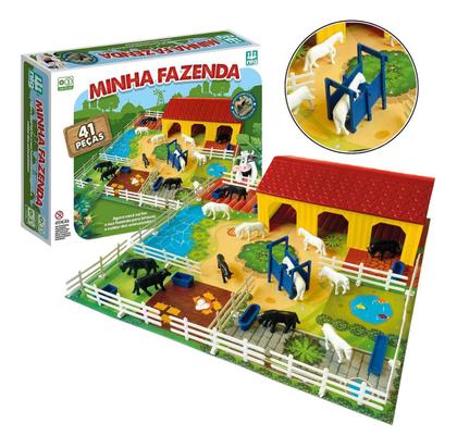 Imagem de Brinquedo Infantil Jogo Tabuleiro de Montar Minha Fazenda Educativo 41 Peças 3 anos +