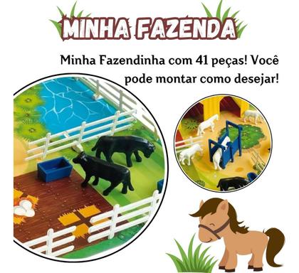 Imagem de Brinquedo Infantil Jogo Tabuleiro de Montar Minha Fazenda Educativo 41 Peças 3 anos +