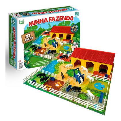 Imagem de Brinquedo Infantil Jogo Tabuleiro de Montar Minha Fazenda Educativo 41 Peças 3 anos +