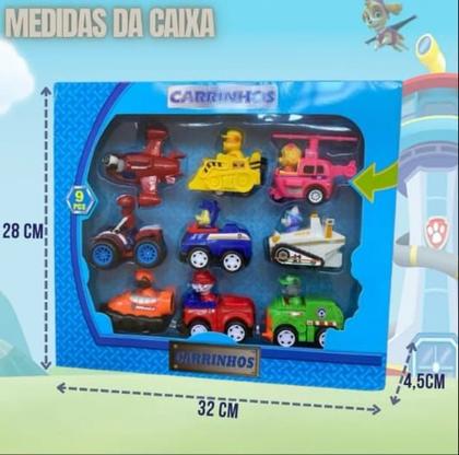 Imagem de Brinquedo Infantil Kit Coleção 9 Carrinhos Patrulha Canina Fricção Brinquedos