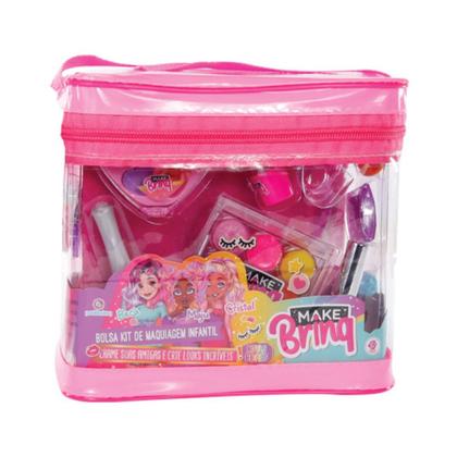 Imagem de Brinquedo Infantil Kit Completo Bolsa Necessaire Maquiagem Menina Make Brinq Original Polibrinq