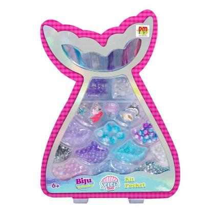 Imagem de Brinquedo Infantil Kit Miçangas Coloridas Montar Pulseirinha Sereia DMtoys - Dm Toys