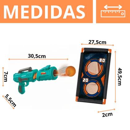 Brinquedo Infantil Lançador Arma Arminha - Tiro ao Alvo C/ 12