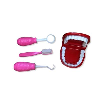 Imagem de Brinquedo infantil maleta kit dentista grande rosa menina