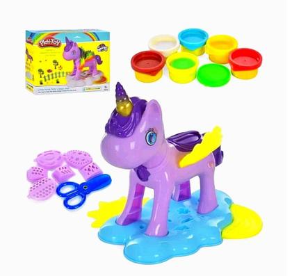 Imagem de Brinquedo Infantil Massinha de Modelar Unicórnio Encantado Kit Com 6 Potes e Acessórios