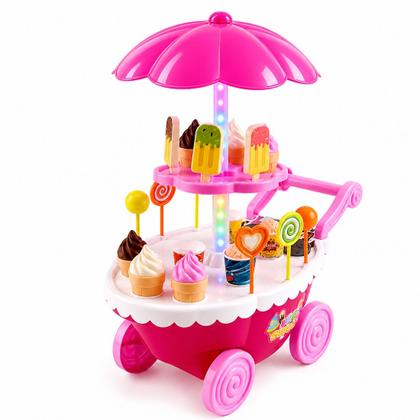 Imagem de Brinquedo Infantil Meninas Carrinho de Sorvete Sons Luzes e Acessórios