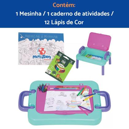 Imagem de Brinquedo Infantil Mesa Bandeja Didática Desenhar Presente Criança Menina 1 2 3 4 5 anos Desenho Pintar 