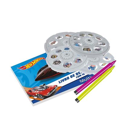 Imagem de Brinquedo Infantil Mesa Projetora com Canetinhas e 32 Desenhos Hot Wheels Multikids - BR2087