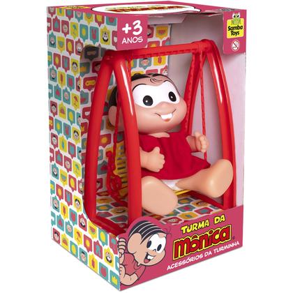 Imagem de Brinquedo Infantil Mini Balanço Com Boneca Turma Da Monica Em Vinil Macio 20 cm - Samba Toys