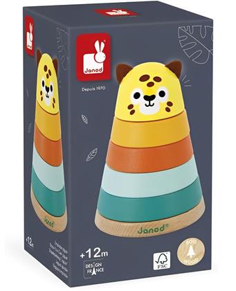 Imagem de Brinquedo Infantil Onça de Empilhar com 7 Peças em Madeira - Janod