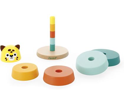 Imagem de Brinquedo Infantil Onça de Empilhar com 7 Peças Pedagógicas em Madeira - Janod