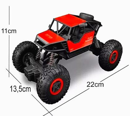 Imagem de Brinquedo Infantil Para Asfalto Terra Grama Carrinho de Controle Remoto Com Suspensão Off-Road Big Foot Vermelho Metálic