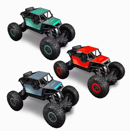 Imagem de Brinquedo Infantil Para Asfalto Terra Grama Carrinho de Controle Remoto Com Suspensão Off-Road Big Foot Vermelho Metálic