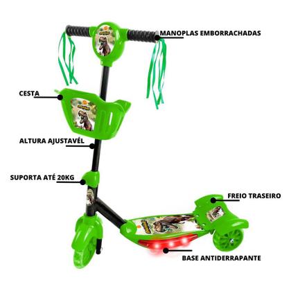 Imagem de Brinquedo Infantil Patinete Scooter 3 Rodas Com Cesta Luz