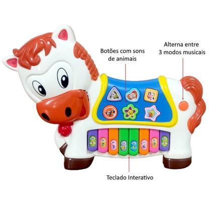 Imagem de Brinquedo Infantil Piano Musical Cavalinho Baby Som Bichos