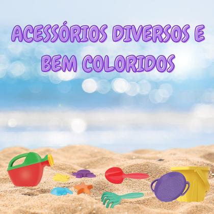 Imagem de Brinquedo Infantil Praia Carriola Com Acessórios Divertoys Original Kit Areia Terra Balde Pá Rastelo Brinquedo Criança Presente