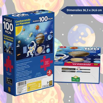 Imagem de Brinquedo Infantil Quebra-Cabeça Puzzle Conhecendo os Planetas 100 Peças Grow - 03931