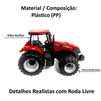 Imagem de Brinquedo Infantil Trator Agricultura Realista Pneus de Borracha Roda Livre