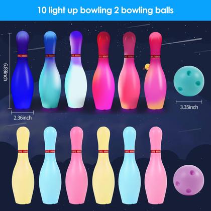 Brinquedo infantil Zloveleexr Light Up Bowling Set Glow in Dark