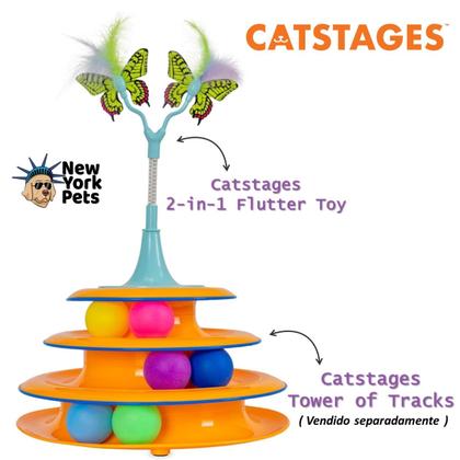 Imagem de Brinquedo Interativo Catstages 2 em 1 Flutter Toy Molas Saltitante Com Penas e Borboletas Para Gato