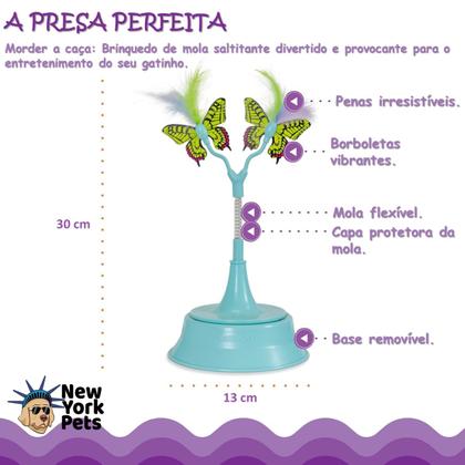 Imagem de Brinquedo Interativo Catstages 2 em 1 Flutter Toy Molas Saltitante Com Penas e Borboletas Para Gato