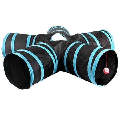 Imagem de Brinquedo Interativo Divertido Túnel Para Gato Cães Pets Com Dobrável Com Bolsa Labirinto 5 Cinco Saídas