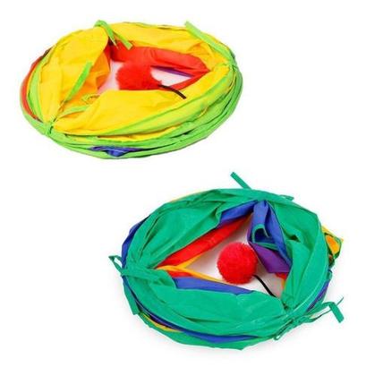 Imagem de Brinquedo Interativo Para Gatos Pets Túnel Labirinto Colorido Grande - 120cm
