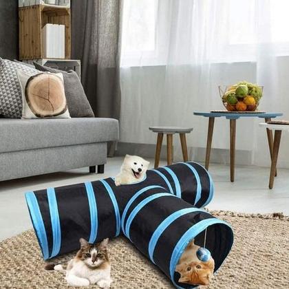 Imagem de Brinquedo Interativo Para Gatos Pets Túnel Labirinto Colorido - Túnel 3 saídas Formato T e Y