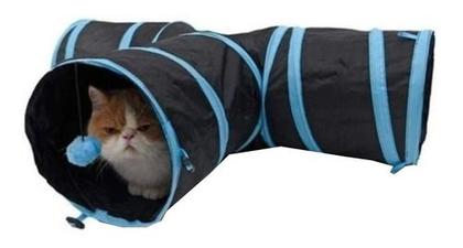 Imagem de Brinquedo Interativo Para Gatos Pets Túnel Labirinto Colorido - Túnel 3 saídas Formato T e Y