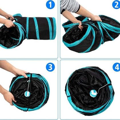 Imagem de Brinquedo Interativo Para Gatos Pets Túnel Labirinto Colorido - Túnel 3 saídas Formato T e Y
