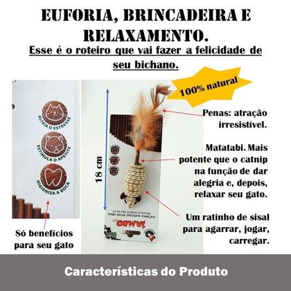 Imagem de Brinquedo Interativo para gatos Ratinho Sisal Matatabi Penas