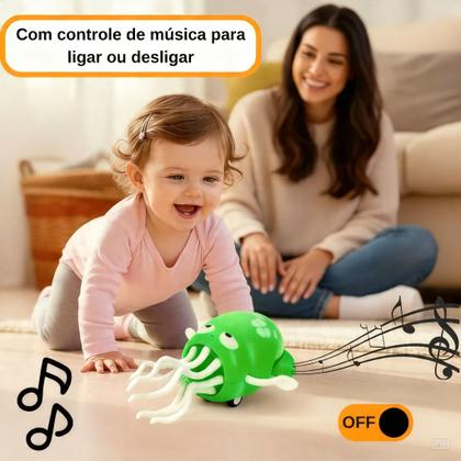 Imagem de Brinquedo Interativo Polvo Dançante Fujão Com Luzes e Som Recarregável Polvo Giratório Infantil CORVERDE