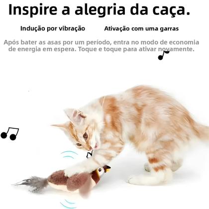 Imagem de Brinquedo Interativo Recarregável Para Gatos Em Forma De Pássaro Com Catnip, Ativado Por Toque,