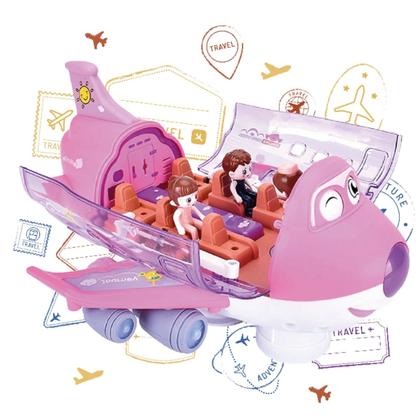 Imagem de Brinquedo Interativo Rosa Feminino Infantil Avião Educativo Musical Com Luzes e Passageiros Entrega Imediata Alta Qualid