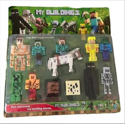 Imagem de Brinquedo Kit Bonecos Minecraft Cavalo Cartela Oferta