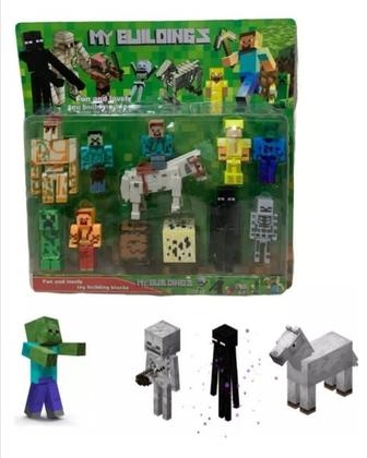 Imagem de Brinquedo Kit Bonecos Minecraft Cavalo Cartela Oferta